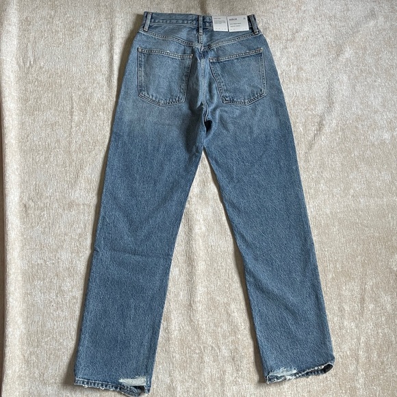 NEW Agolde  90’s Pinch Waist High Rise Straight Button-Fly Blue Jeans - Picture 7 of 12
